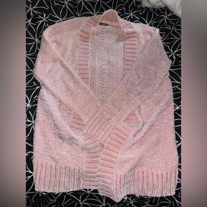 beautiful chunky Denver Hayes pink knit cardigan